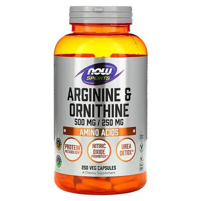 L-ARGININA 500 mg i L-ORNITYNA 250 mg – NOW Foods